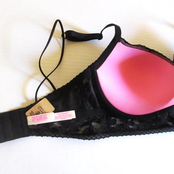 Victoria's Secret PINK Lace Push Up Bralette Bra S-DD Strappy Back 32DD 34DD - Picture 6 of 7
